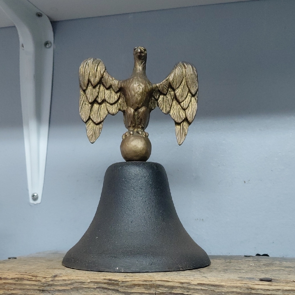 Vintage Cast Iron Bell With Eagle Finial